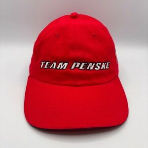 Vintage Team Penske Cars Racing #3 and #6 Embroidered Autograph Red/White Hat